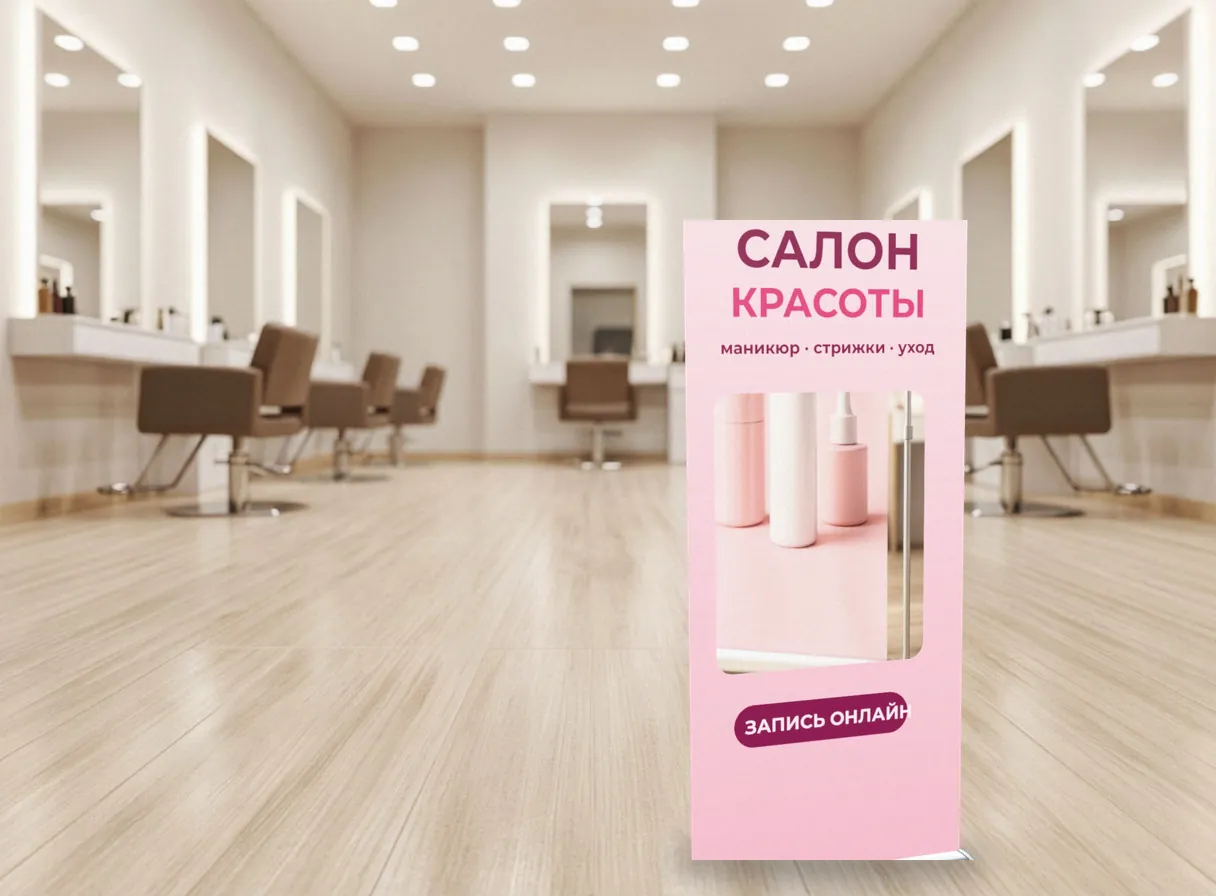 Ролл-ап с основанием-каплей в салоне